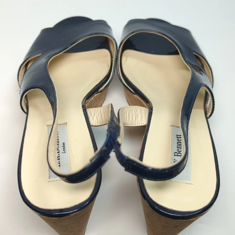 L.K. Bennett Adelia swingback cork wedge platform shoes women size 9.5 EU 40